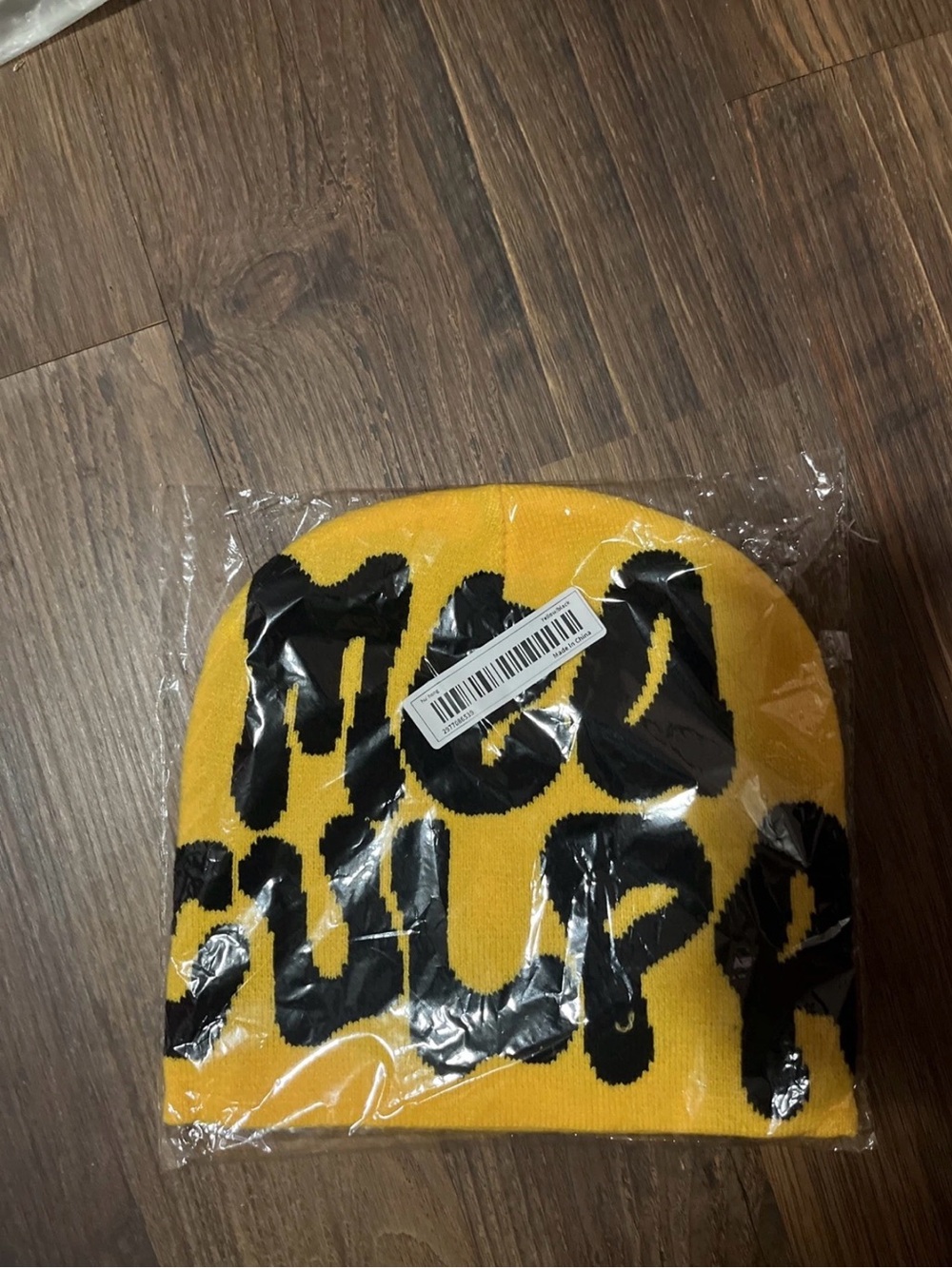 Mea Culpa Graffiti Knit Beanie – Y2K Style Unisex Winter Hat, Yellow & Black